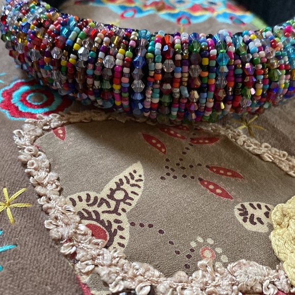 Vintage Gorgeous Sparkling Beads Suede Black Lining Headband Never Used - Picture 15 of 16